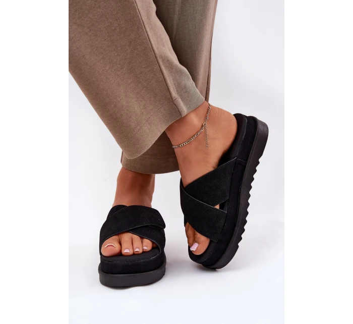 Dámské sandály na platformě s proplétanými pásky černé Rinasara