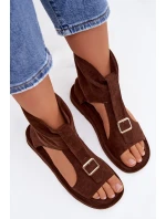 Dámské sandály s páskem čokoládové model 21943381 - Boto