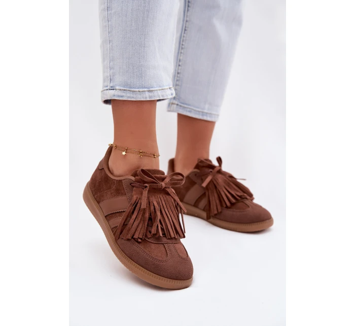 Dámské tenisky s třásněmi Hnědé model 21937698 - Boto Dámské tenisky s třásněmi Hnědé model 21937698 - Boto