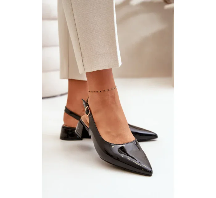 Lakované baleríny na nízkém podpatku se  černé model 20505378 - Kesi