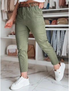 Dámské kalhoty s páskem MADELINA khaki FashionStreet UY2628