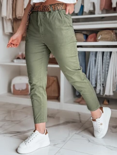 Dámské kalhoty s páskem MADELINA khaki FashionStreet UY2628