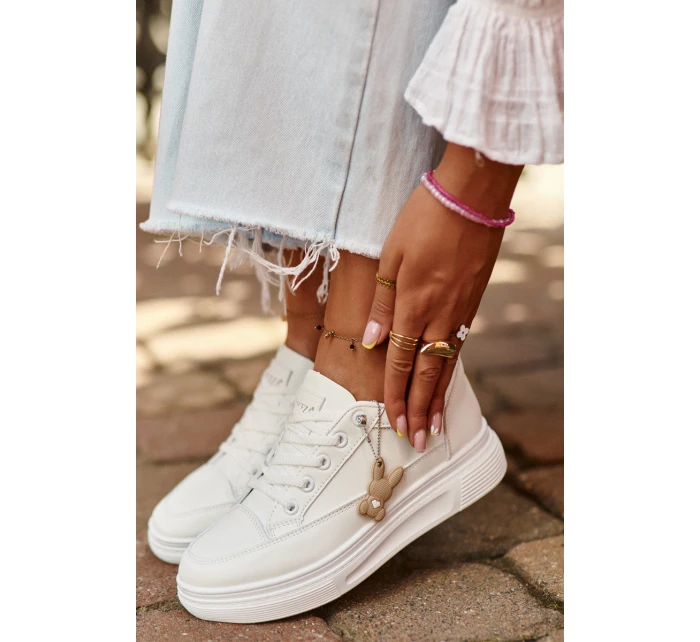 Tenisky Dámské Sportovní Na Platformě S Ozdobou Bílý VINCEZA 13613