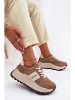 Dámské tenisky na platformě z přírodního semiše tmavě béžové Rosinae Dámské tenisky na platformě z přírodního semiše tmavě béžové Rosinae