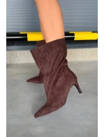 Dámské kotníkové boty na jehlovém podpatku Solvienne – čokoládové Dámské kotníkové boty na jehlovém podpatku Solvienne – čokoládové