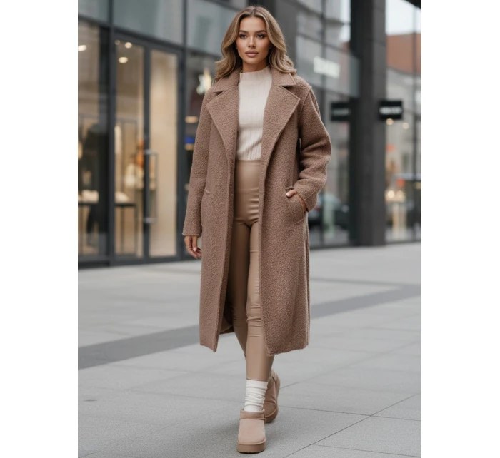 Dámský dlouhý kabát z ovčí kůže béžový Dstreet model 21995322 - FashionStreet