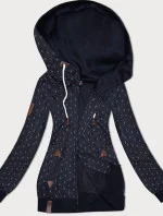 Dámská rozepínací mikina s žebrovanými manžetami, tmavě modrá (2306)