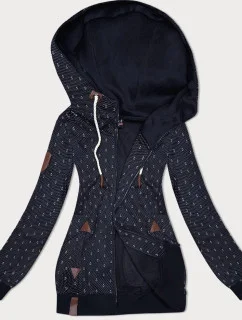 Tmavě modrá dámská rozepínací mikina se stahovacími lemy model 21310442 - 6&8 Fashion
