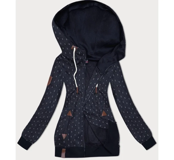 Tmavě modrá dámská rozepínací mikina se stahovacími lemy (2306)