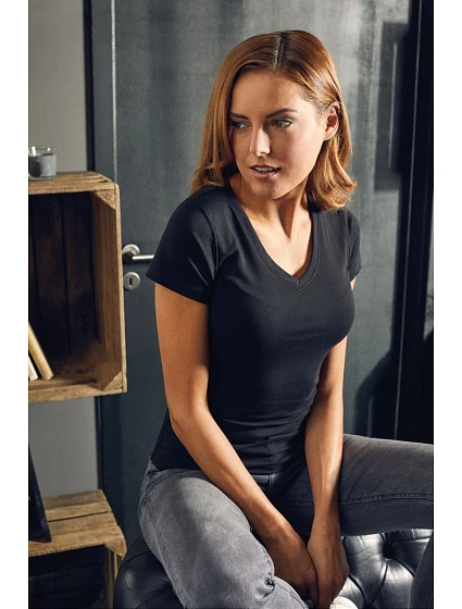 Dámské tričko Slim Fit s výstřihem do V 40. black model 22516017 - Promodoro Dámské tričko Slim Fit s výstřihem do V 40. black model 22516017 - Promodoro
