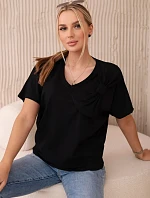 Bavlněná halenka s ozdobnou mašlí černý