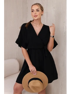 Mušelínové šaty s pasem černý