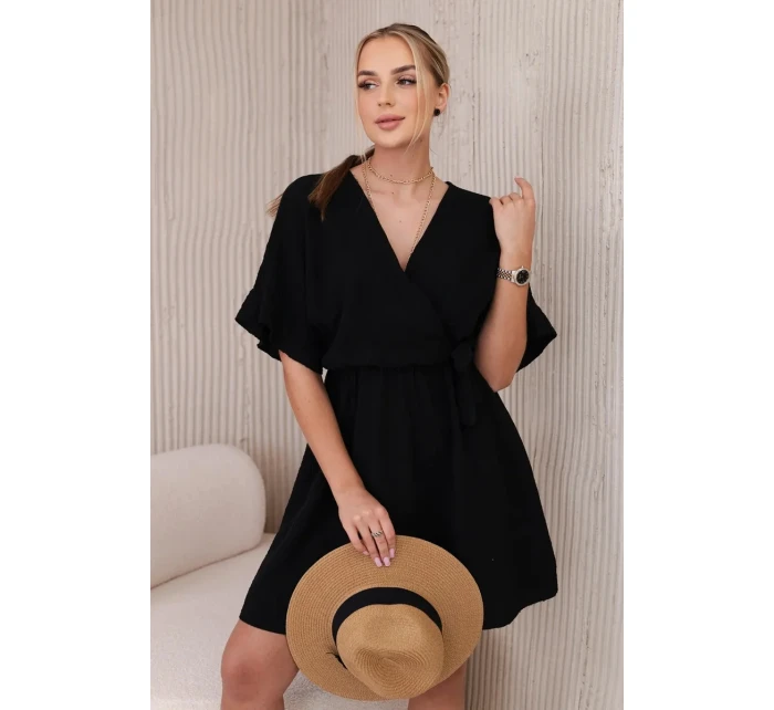 Mušelínové šaty s pasem černý