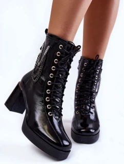 zateplené kožené boty s černé model 21602290 - Boto