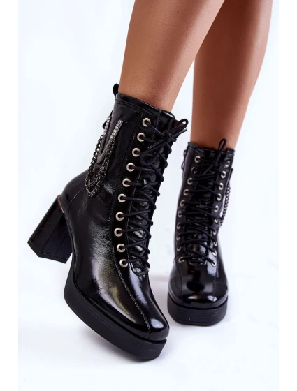 zateplené kožené boty s černé model 21602290 - Boto