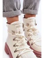 Kožené lesklé boty Trapery Dámské model 21639054 Bílé - Goe