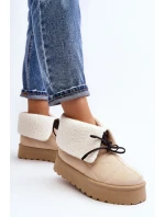 Sněhule na platformě s kožešinou světle béžové model 21644734 - Boto