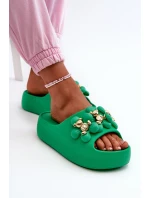 Dámské Pěnové Pantofle S Ozdobami Na Podrážce Zelené model 21666031 - Boto Dámské Pěnové Pantofle S Ozdobami Na Podrážce Zelené model 21666031 - Boto