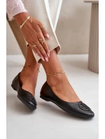 Dámské baleríny s ozdobou z eko kůže černé model 21667166 - Boto