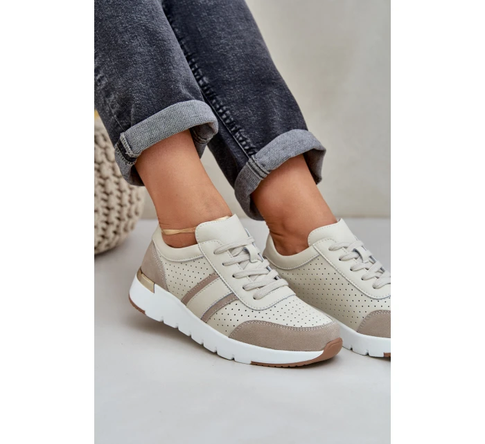 Dámské kožené tenisky na platformě béžové Gatira Dámské kožené tenisky na platformě béžové Gatira