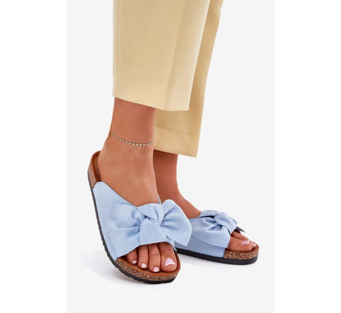 Dámské Pantofle Na S Mašlí Modré model 21701483 - Boto Dámské Pantofle Na S Mašlí Modré model 21701483 - Boto