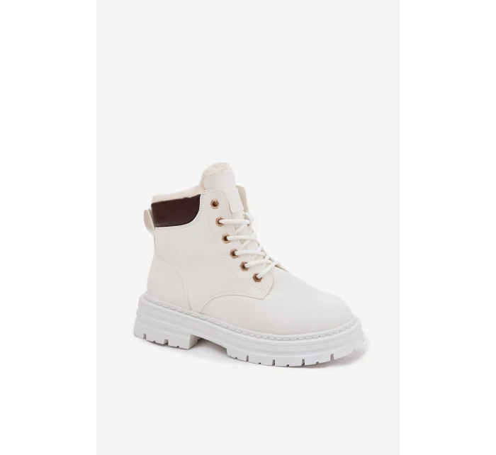 Dámské Zateplené Kozačky Na Zip Bílé Tharika