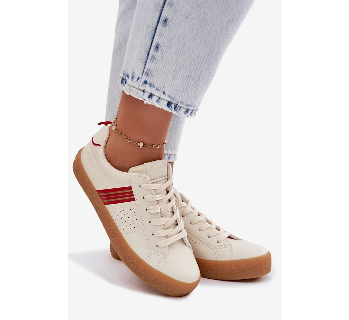 Eko kožené dámské tenisky Big Star model 22100945 světle béžové - Big Star Shoes