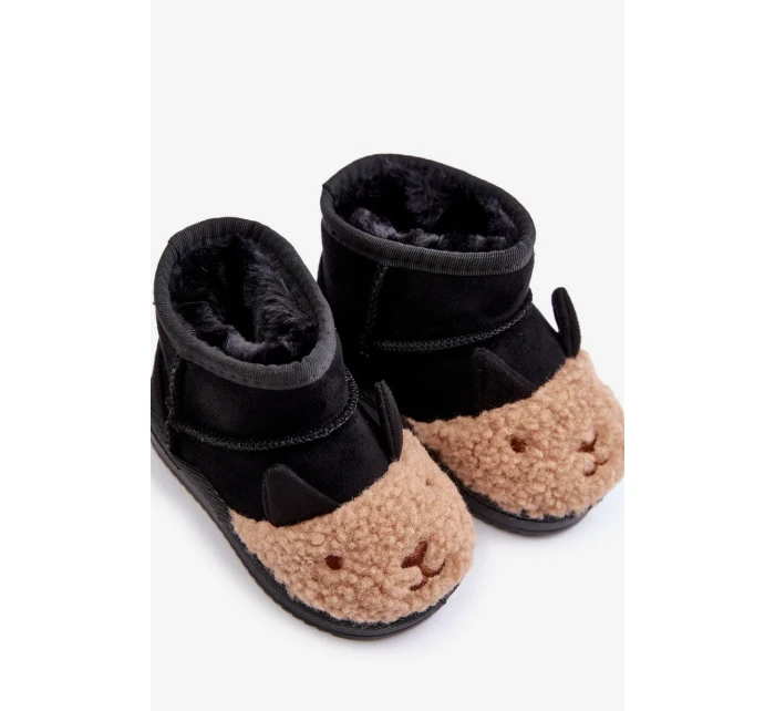 Zateplené Dětské Kotníkové Sněhule Lamy Černé Esandira