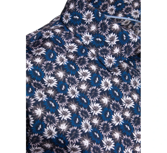 Pánská vzorovaná košile s dlouhým rukávem tmavě modrá Dstreet model 21989469 - FashionStreet