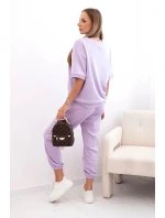 Dámský viskózový komplet s krátkým rukávem a nohavicemi světle fialová