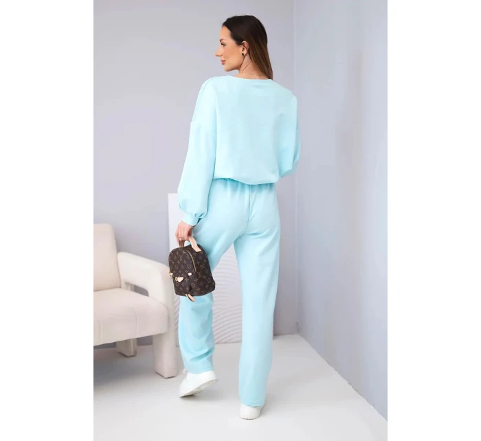 Dámský komplet máslová mikina s broží a kalhoty s rovnými nohavicemi model 22030082 - K-Fashion