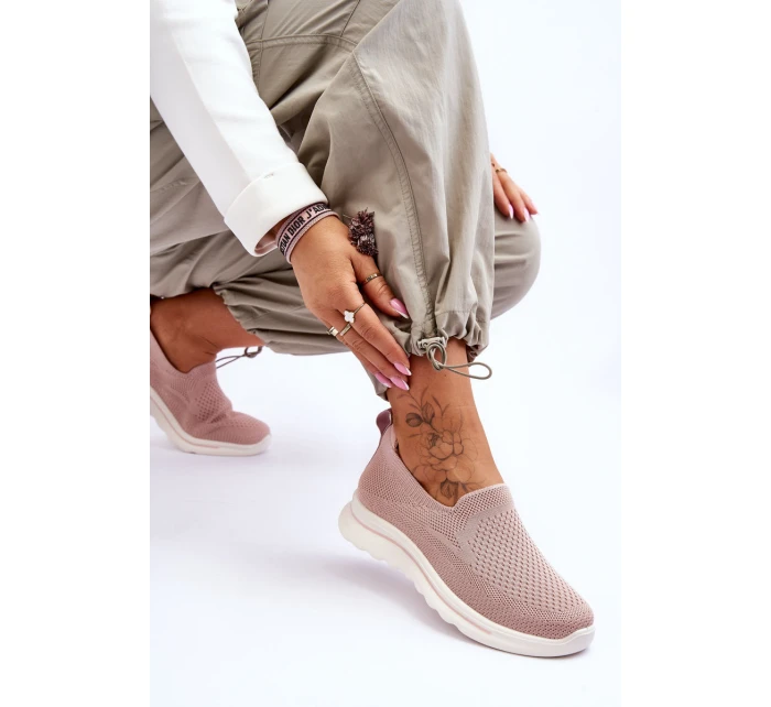 Dámské textilní nazouvací tenisky Růžové model 21618178 - EVENTO Dámské textilní nazouvací tenisky Růžové model 21618178 - EVENTO