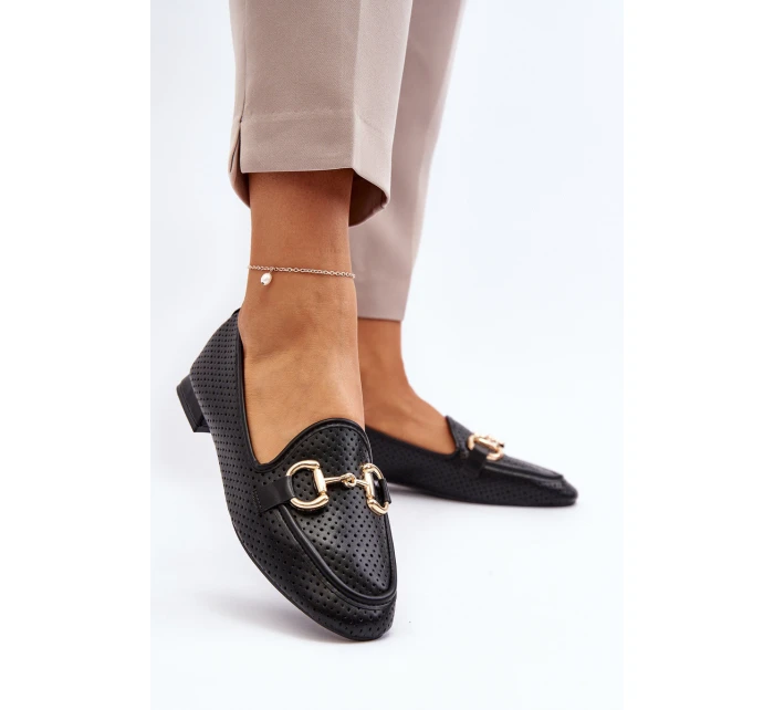 Dámské mokasíny na ploché podrážce s ozdobou černé model 21650939 - Boto Dámské mokasíny na ploché podrážce s ozdobou černé model 21650939 - Boto