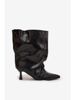 Nazouvací dámské kotníkové boty na podpatku s horní části černé model 21747657 - Boto Nazouvací dámské kotníkové boty na podpatku s horní části černé model 21747657 - Boto