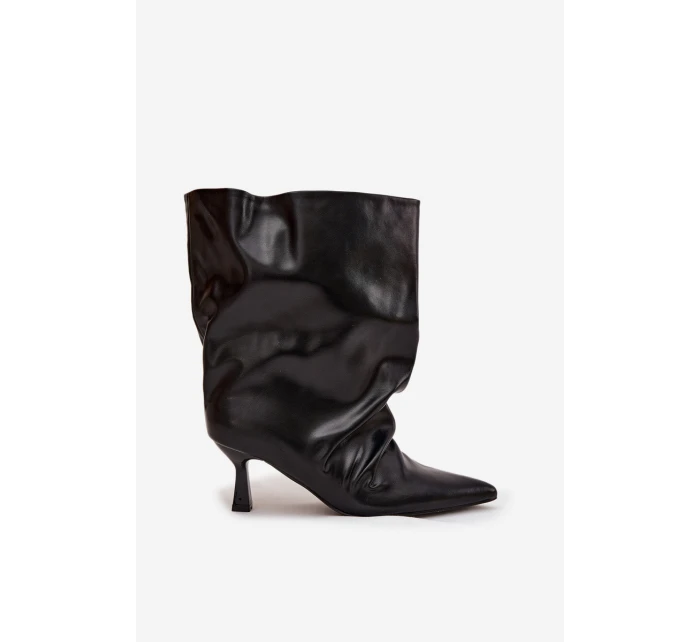 Nazouvací dámské kotníkové boty na podpatku s horní části černé model 21747657 - Boto Nazouvací dámské kotníkové boty na podpatku s horní části černé model 21747657 - Boto