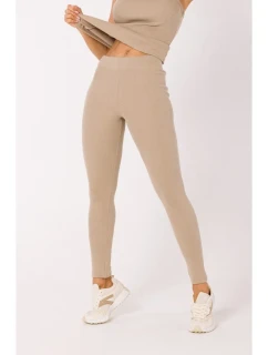 M734 Žebrované pletené legíny - béžové