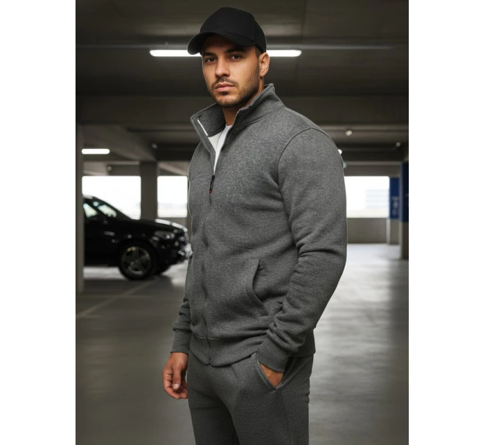 Pánská mikina na zip s kapucí antracitová model 21962253 - Dstreet