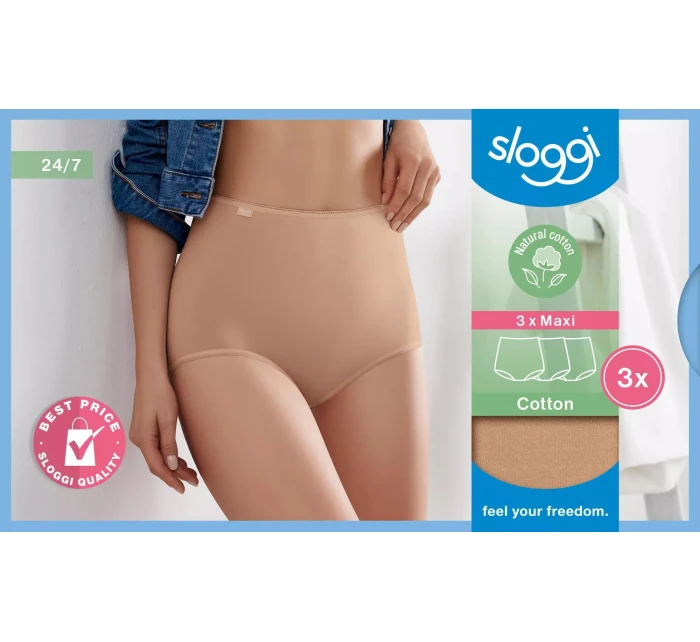 sloggi 24/7 Cotton Maxi C3P - BROWN - SLOGGI BROWN - SLOGGI