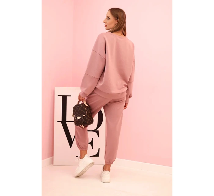 Komplet teplákové + kalhoty máslová látka tmavě růžová Komplet teplákové + kalhoty máslová látka tmavě růžová