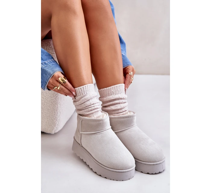 Dámské Sněhule Na Platformě Zateplené Kožíškem Světle Šedé Xamella