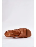 Kožené sandály na podpatku model 21699711 hnědé - Zazoo