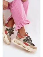 Kožené dámské tenisky na platformě model 22031852 Béžové - D&A