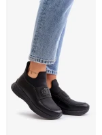 Sportovní boty na platformě kožené černé Artiker Sportovní boty na platformě kožené černé Artiker