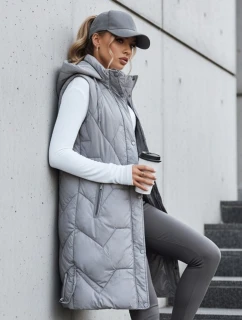 Dámská dlouhá prošívaná šedá vesta FashionStreet TY5266