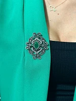 Brož XZ459-107 stříbrná + zelená