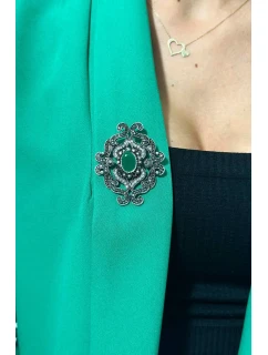 Brož XZ459-107 stříbrná + zelená