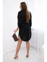 Šaty s delšími zády a pásem černý Šaty s delšími zády a pásem černý