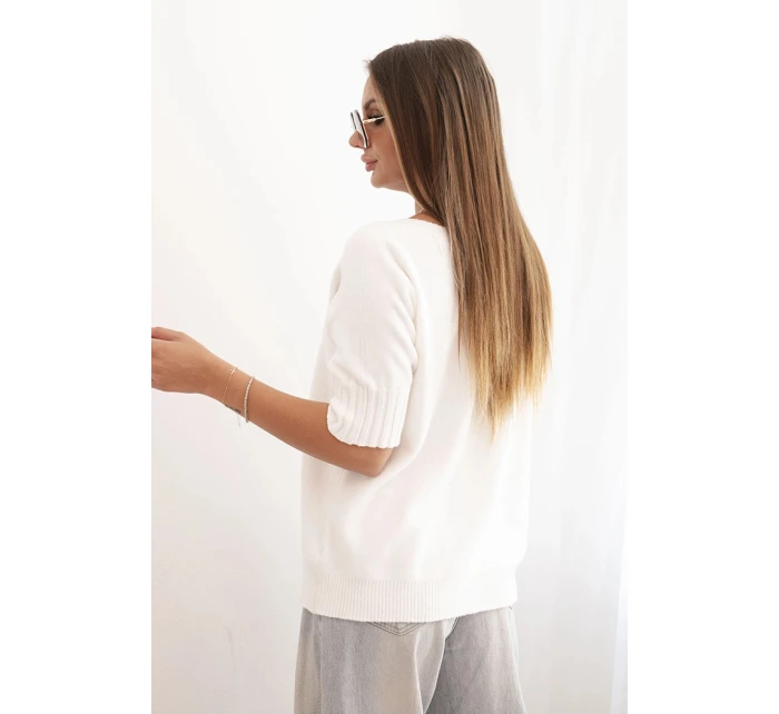 Dámský svetr z viskózy s krátkým rukávem ecru