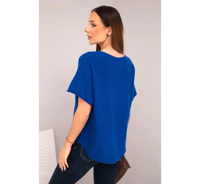 Dámská svetrková blůza s krátkým rukávem a véčkovým výstřihem chaberová