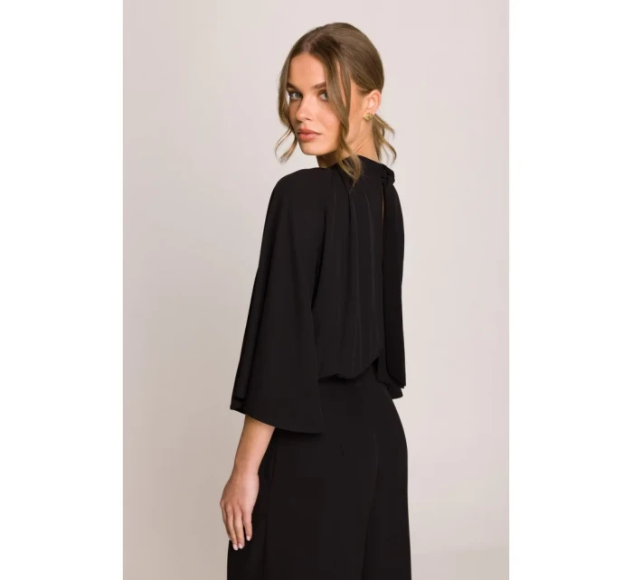 Kombinéza s širokými rukávy a zády černá model 20966199 - STYLOVE